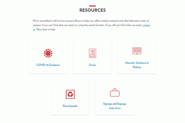 Screenshot of the Resources page.